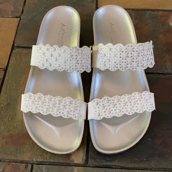 A Giannetti Cork Wedge Sandal 2.5" Heel White Size 8/8.5 - Picture 3 of 9